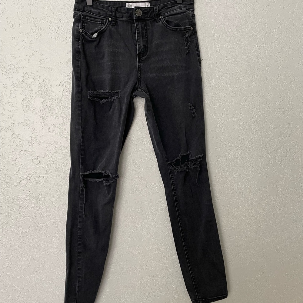 RSQ Manhattan high rise black distressed skinny jeans